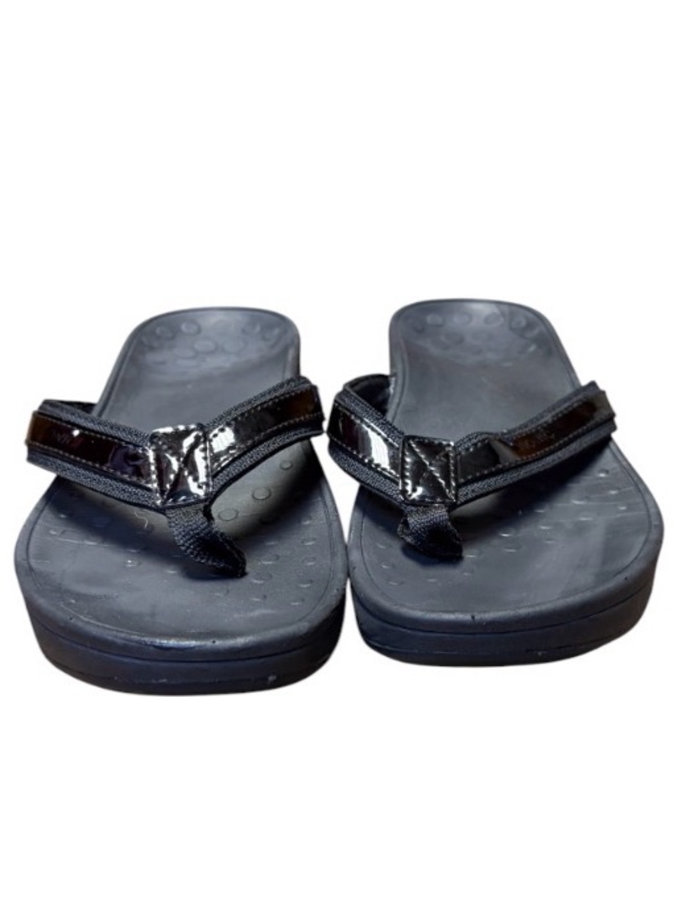 Vionic High Tide II Black Leather Platform Flip-flops Orthotic Womens 10 - Picture 3 of 8